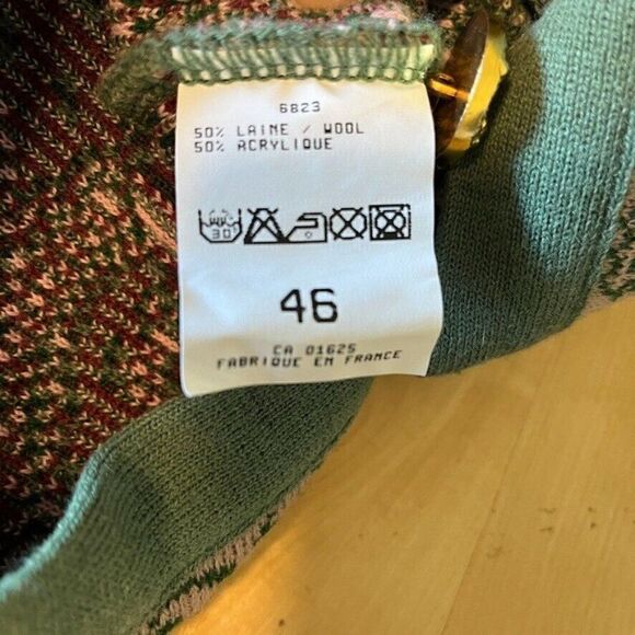 Vintage 80s Womens Pink Green Paisley Striped Oversized Grandma Cardigan Sz L - Picture 3 of 11